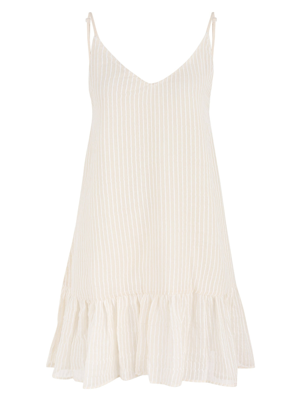 Liv Mini Ruffle Dress - White Stripes