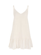 Liv Mini Ruffle Dress - White Stripes The Handloom elizabeth + Bern
