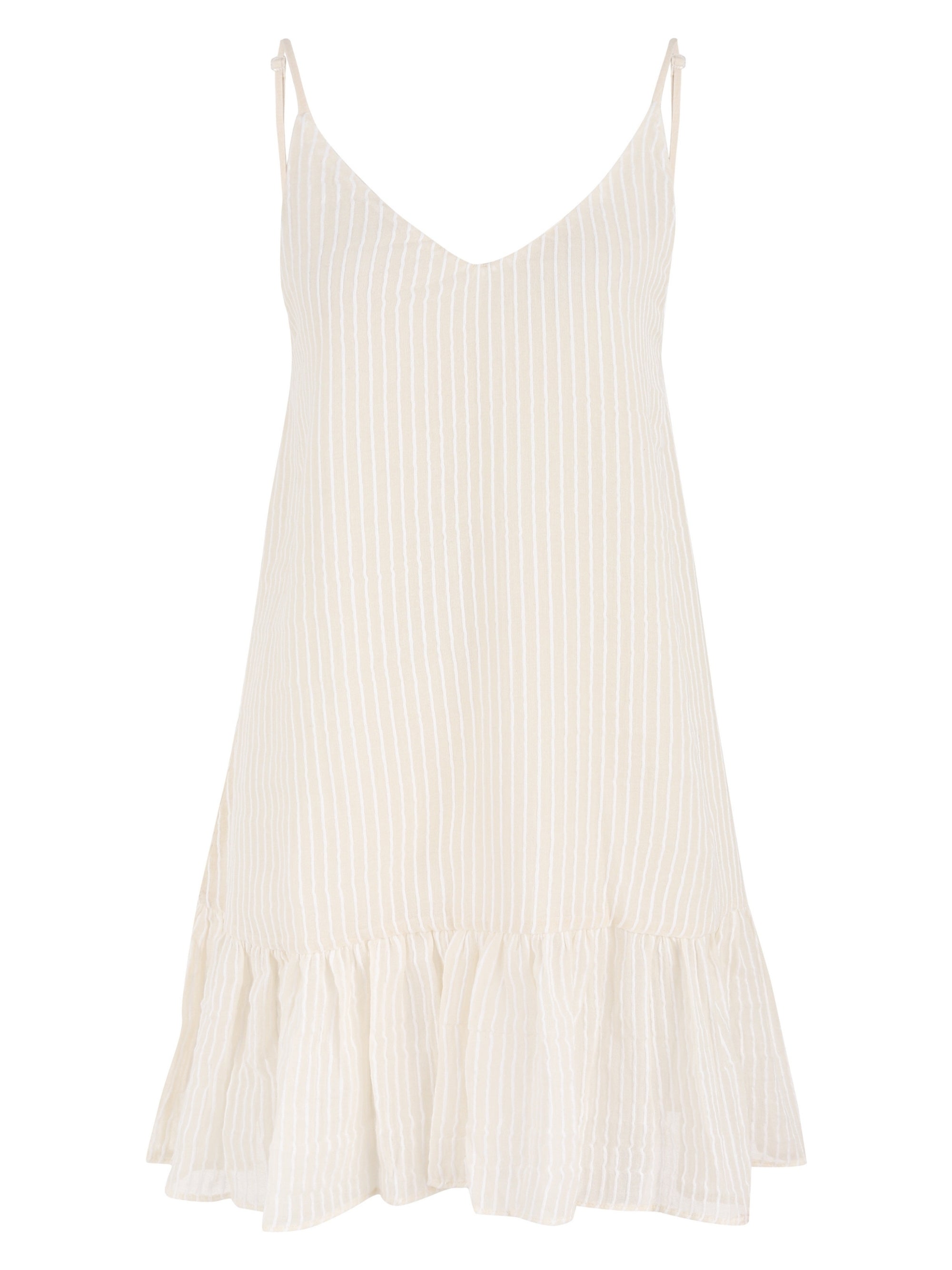 Liv Mini Ruffle Dress - White Stripes