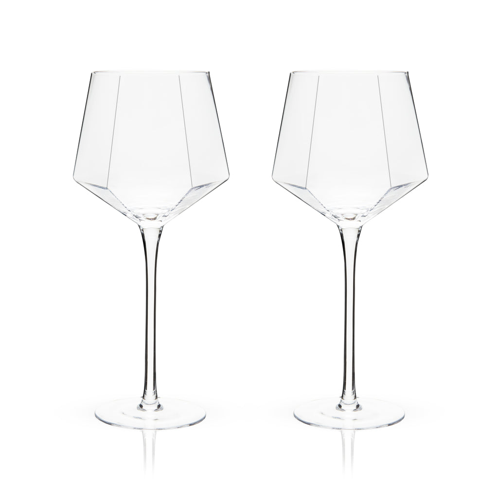 Seneca Diamond Crystal Wine Glasses Set of 2