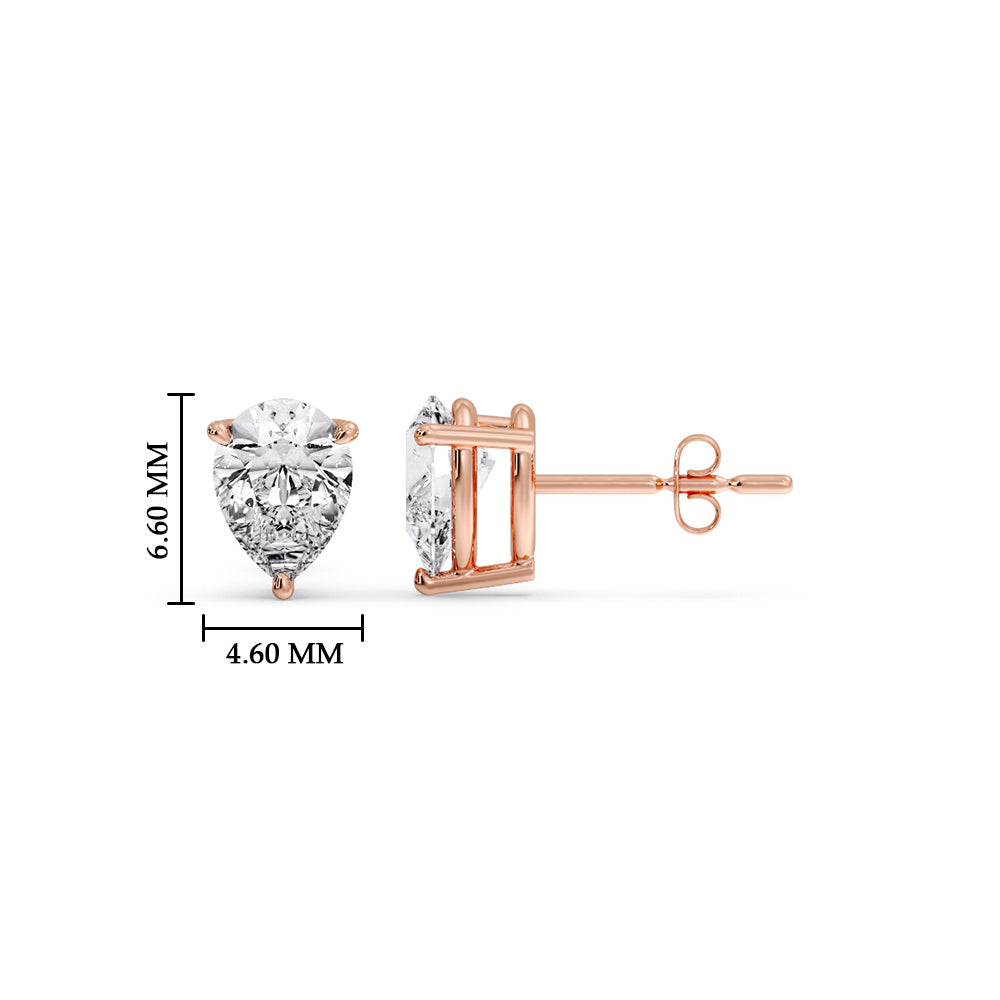 Diamond Pear Cut 3 Prong Earring