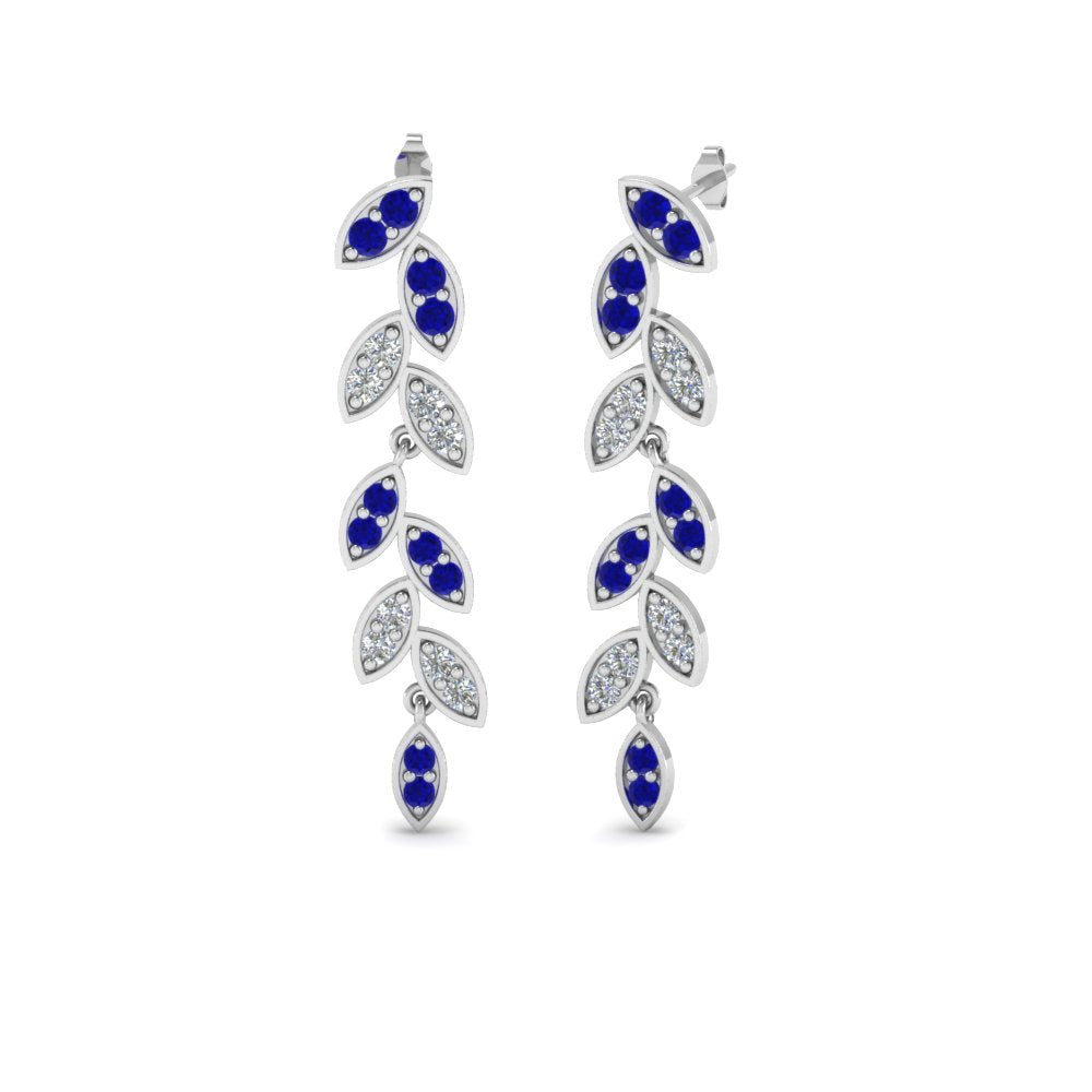Pave Diamond Leaf Drop Earring
