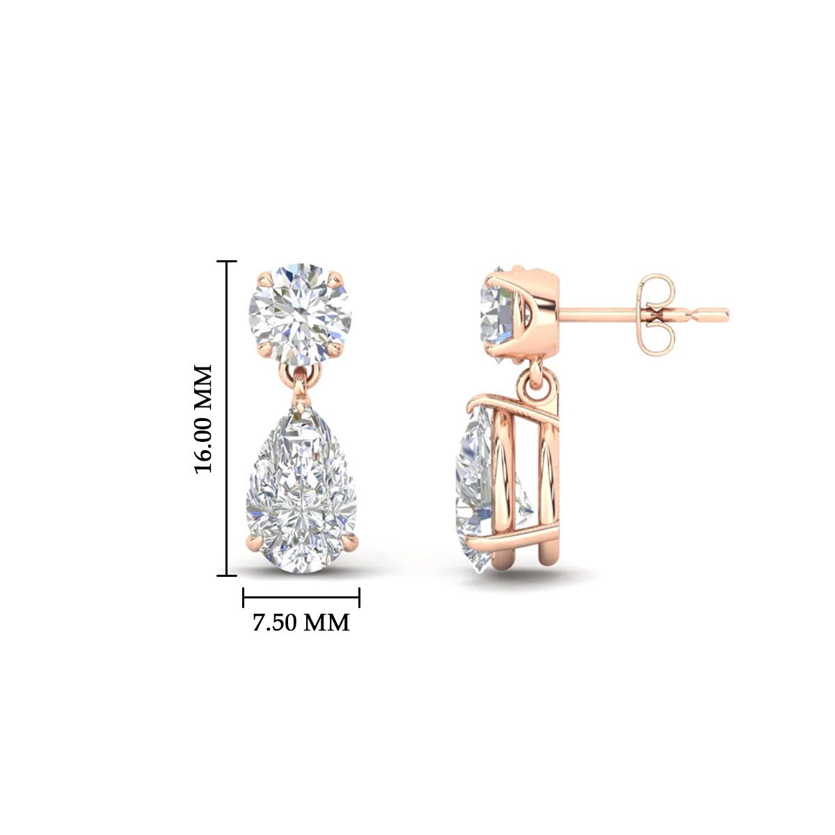 Gemstone Pear Drop Stud Earring