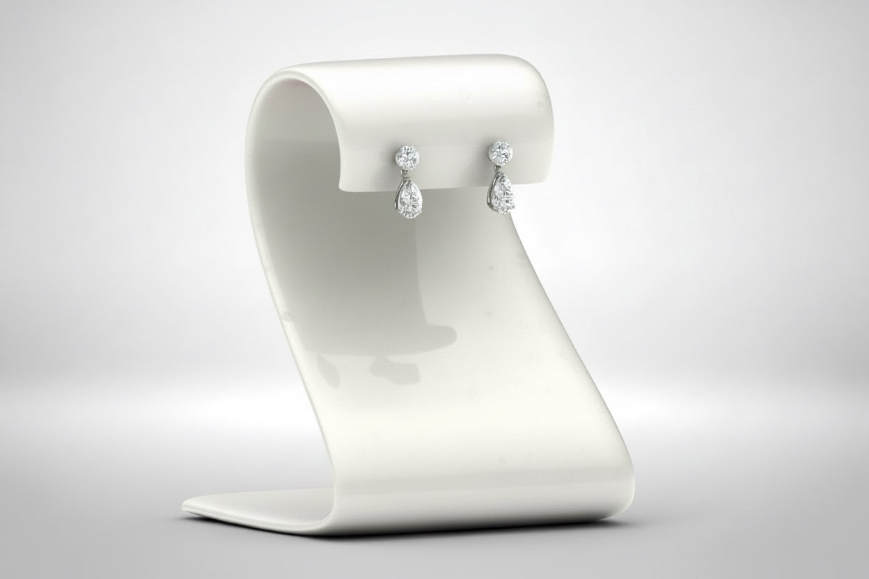 Gemstone Pear Drop Stud Earring