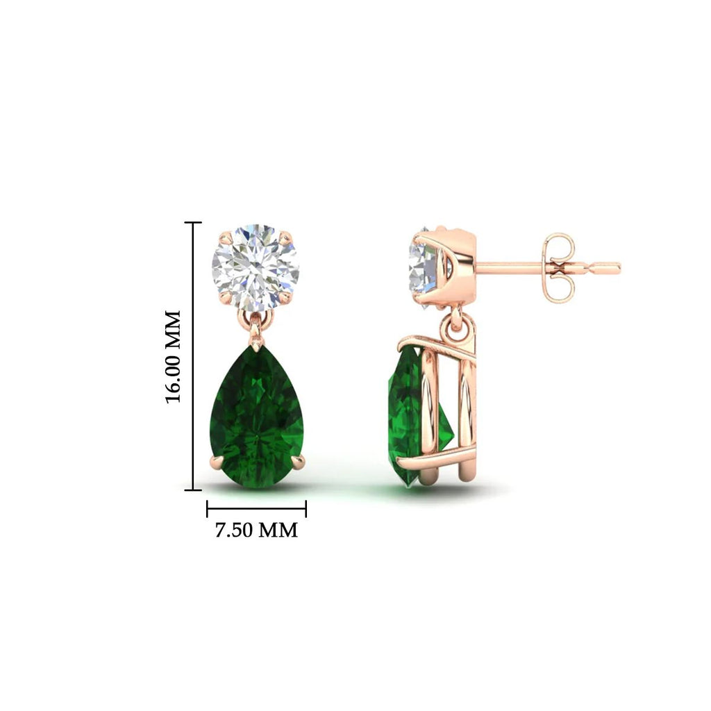 Gemstone Pear Drop Stud Earring