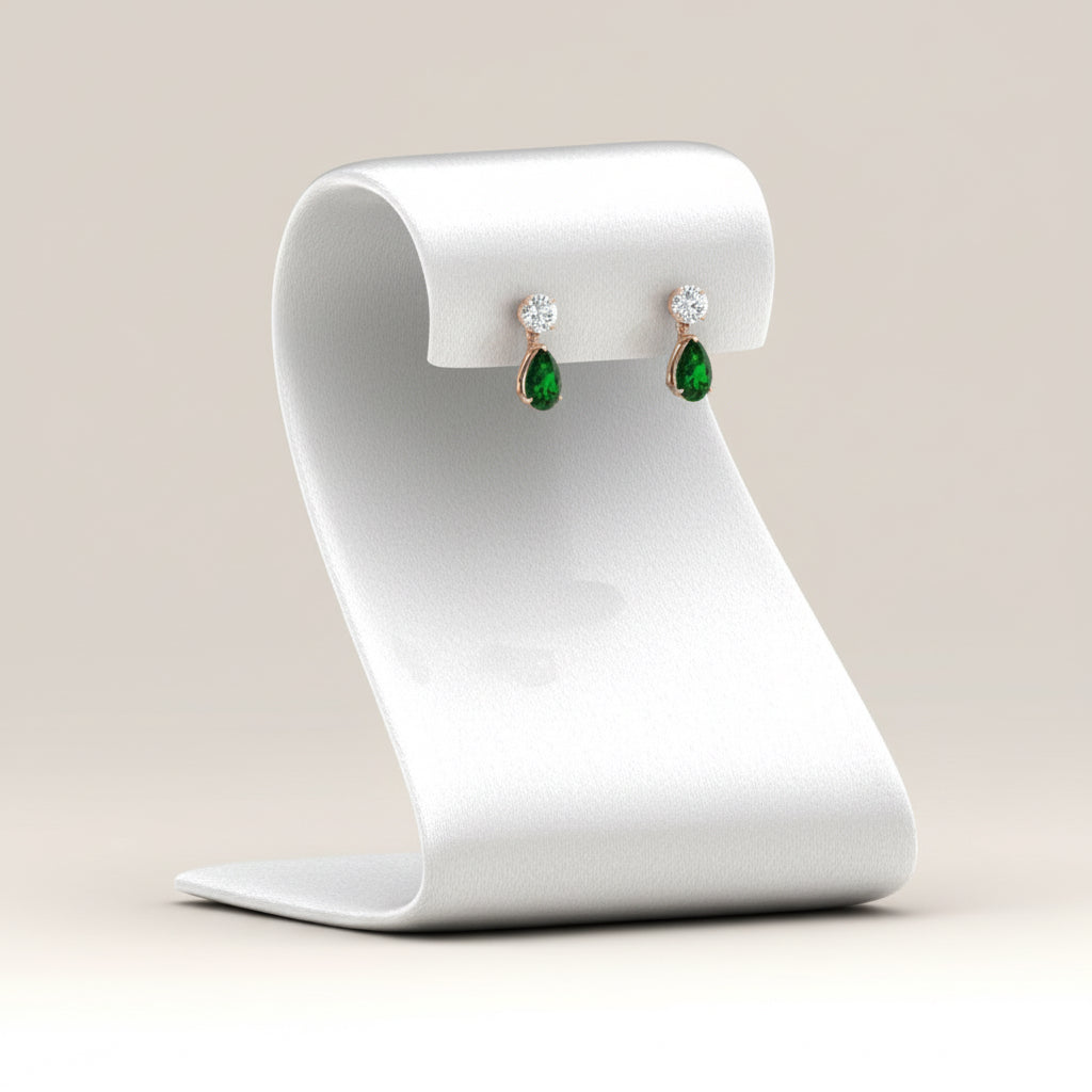 Gemstone Pear Drop Stud Earring