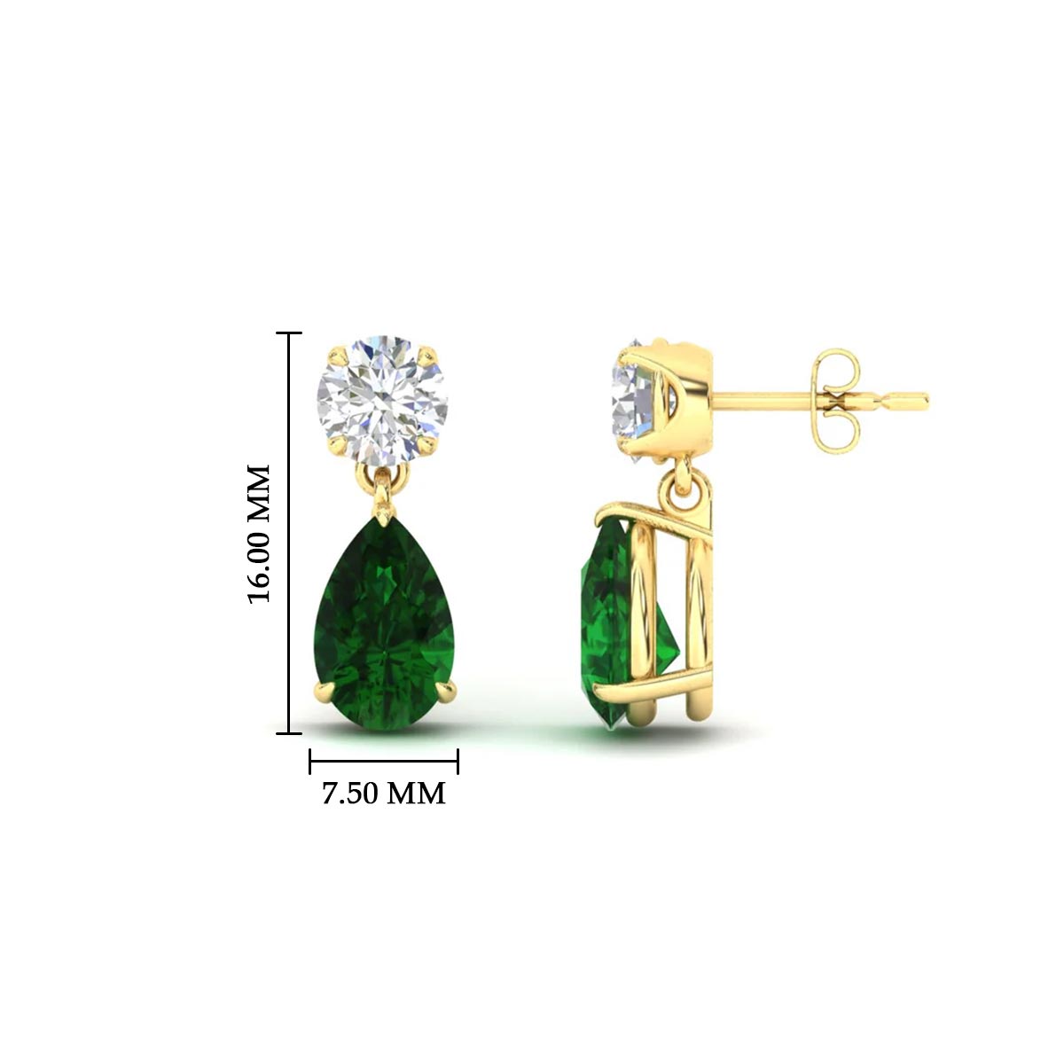 Gemstone Pear Drop Stud Earring