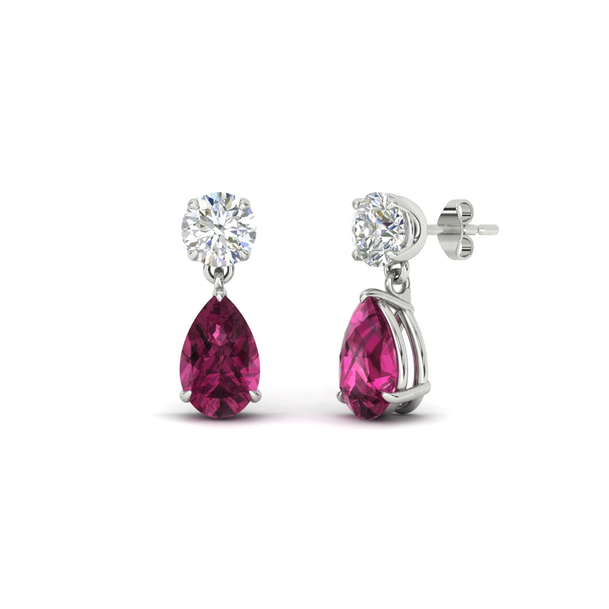 Gemstone Pear Drop Stud Earring