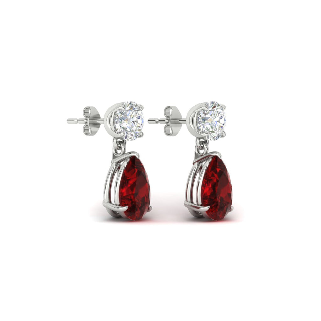 Gemstone Pear Drop Stud Earring