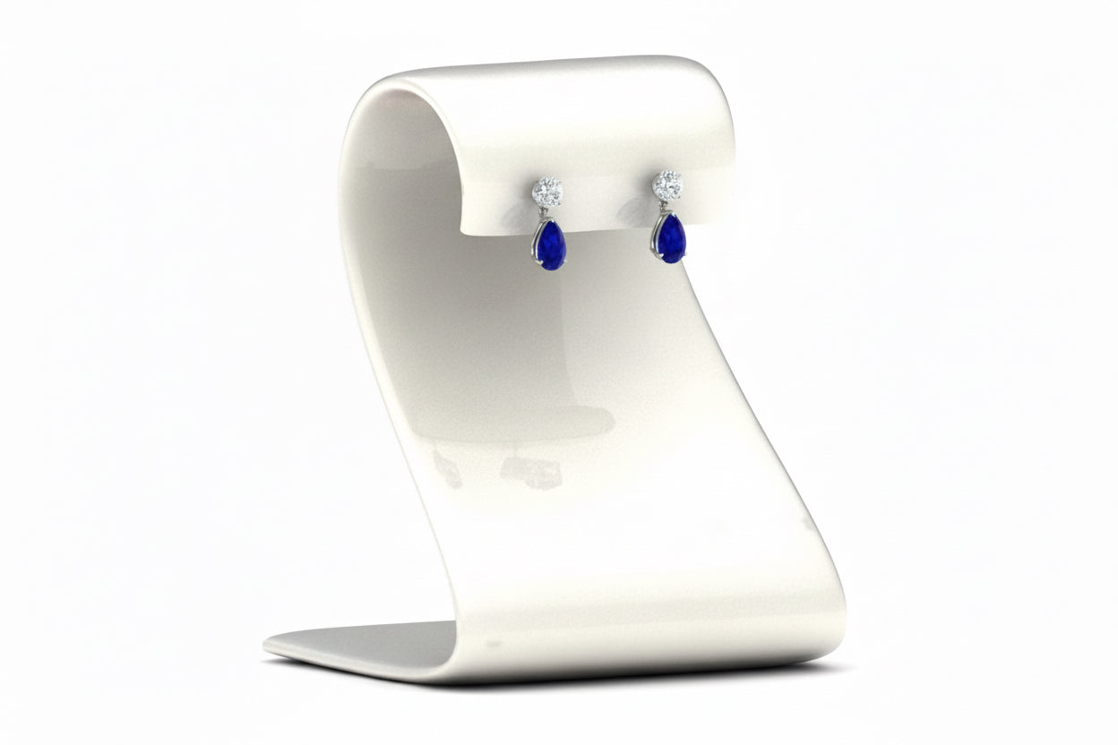 Gemstone Pear Drop Stud Earring