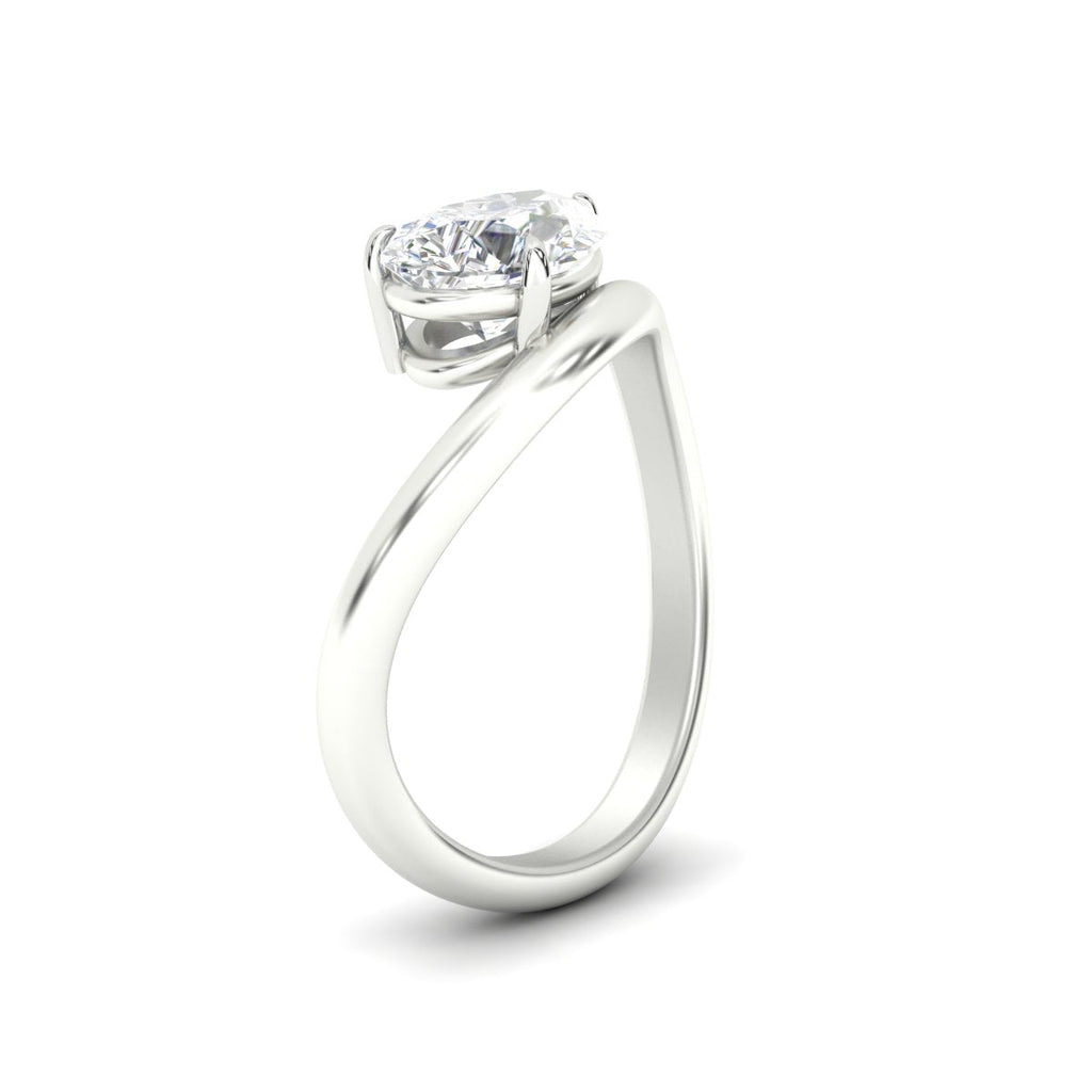 Curve Wave Pear Shaped Solitaire Diamond Ring