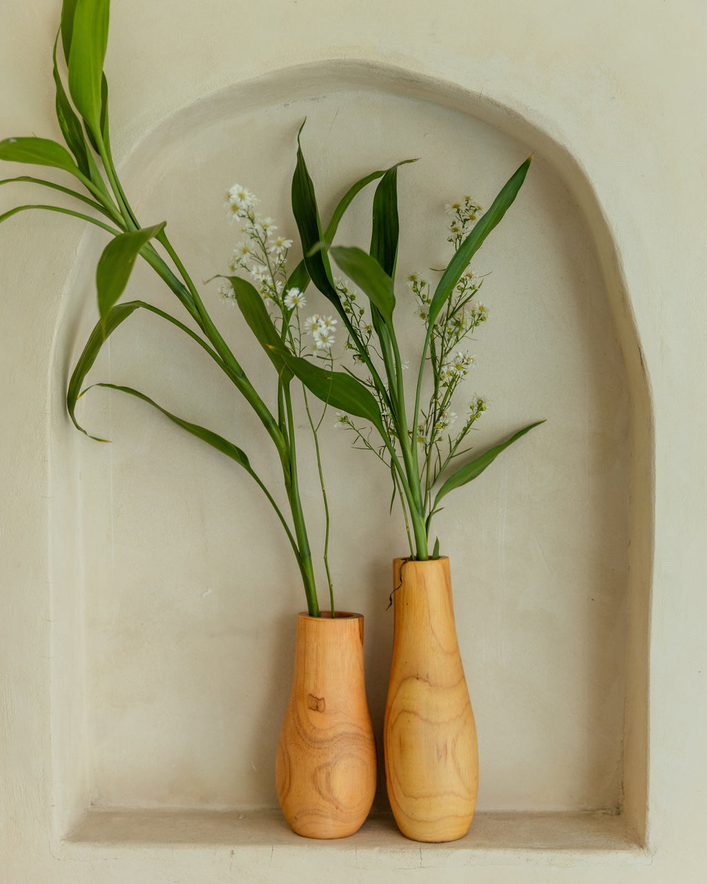 Teak Wavy Vases